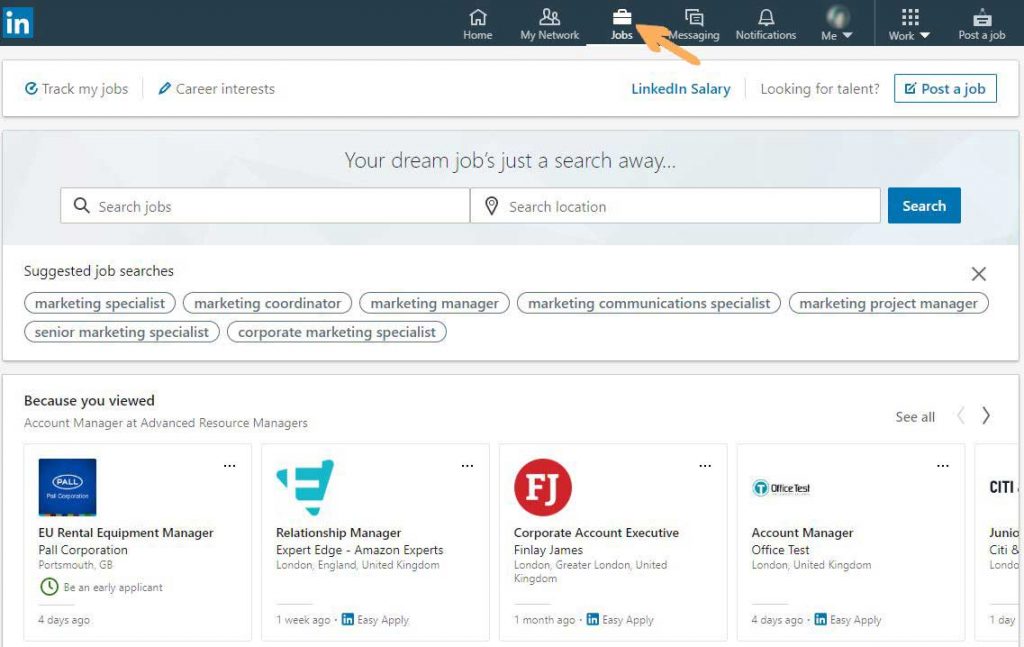 LinkedIn Job's feature