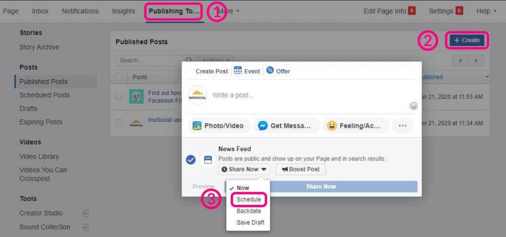 how to schedule a post on facebook