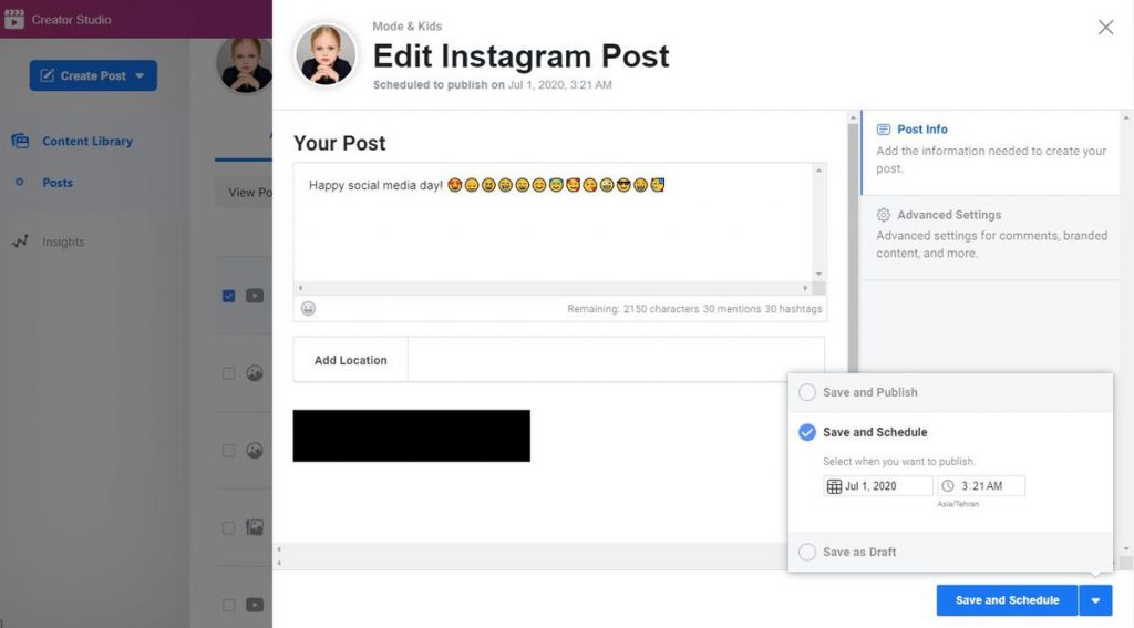 Instagram post scheduler