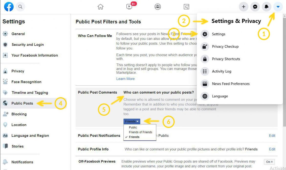 turn off facebook auto comment update