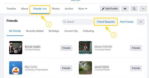 Step 1: Find Friends section on profile