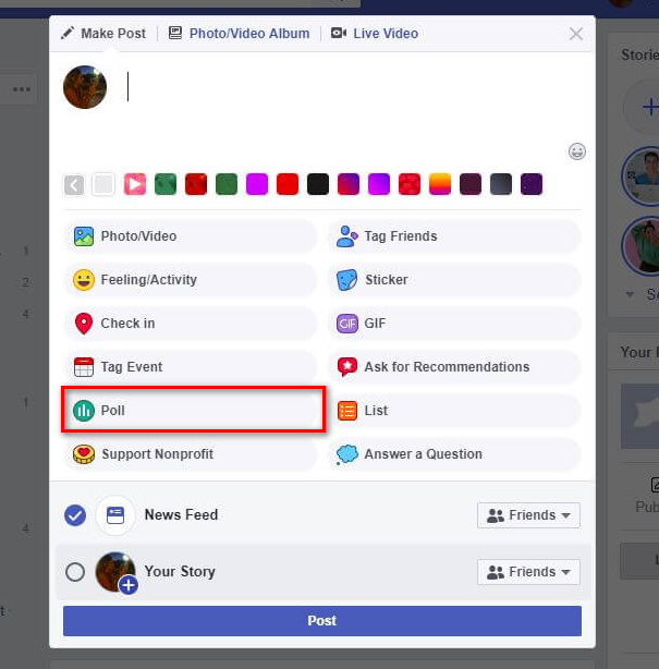 how to create a poll on facebook