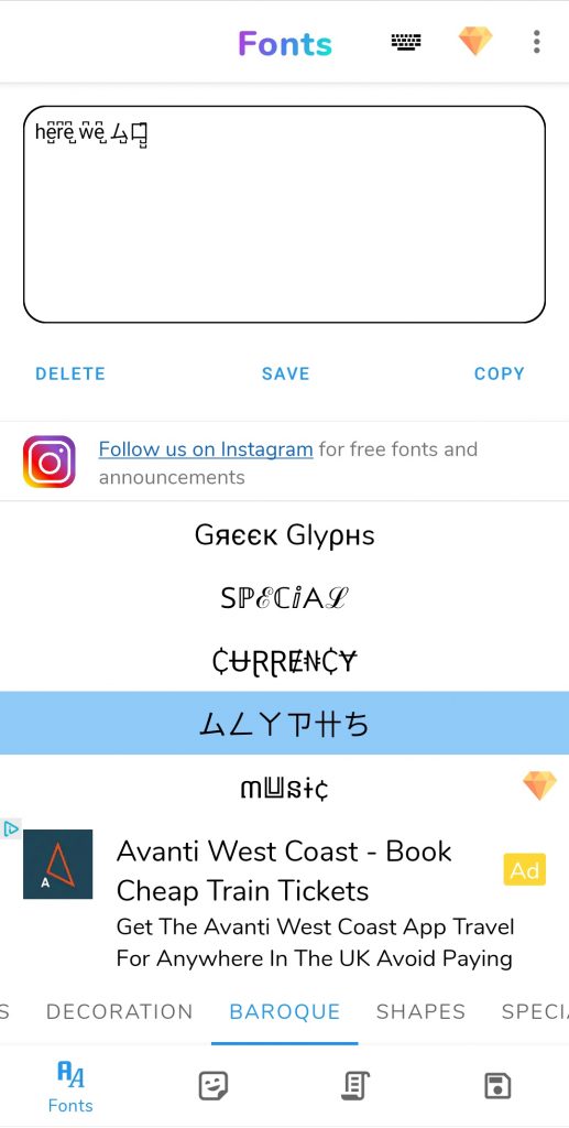 Instagram font generator