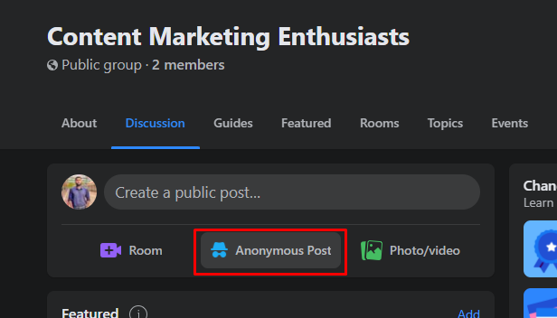 how to post anonymously on facebook